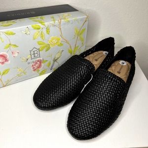 Birdies Black Woven Starling Vegan Leather Loafer Flat NEW NWB Size 9